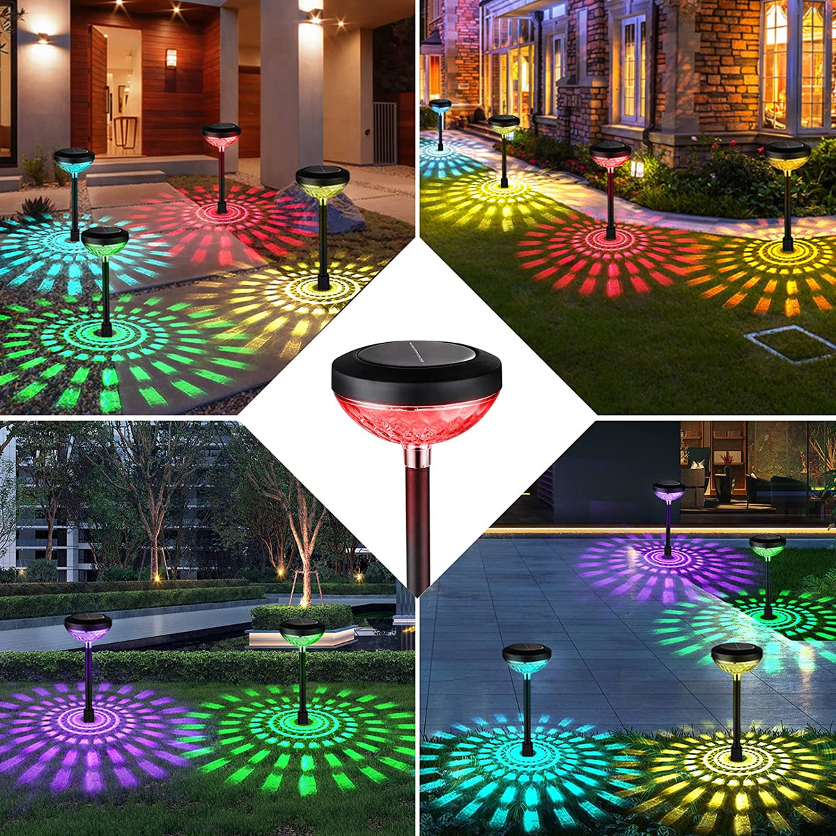 Outdoor Garden Lights Solar LED Light Outdoor RGB Color Changing Solar Pathway Lights