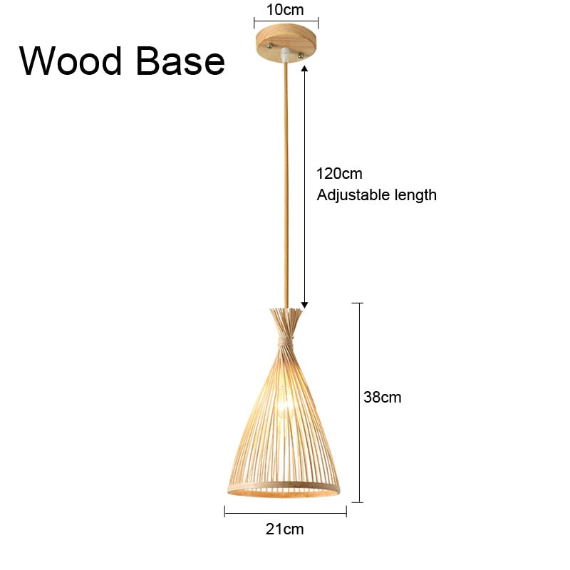 Pendant Light Bamboo Lamp Hand Knitted Weaving Hanging Wood Pendant Lights