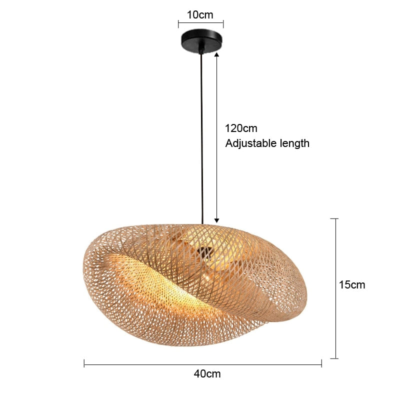 Pendant Light Bamboo Lamp Hand Knitted Weaving Hanging Wood Pendant Lights