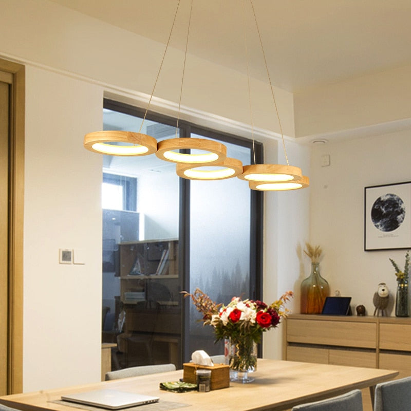 Pendant Light LED Solid Hanging Wood Pendant Lights