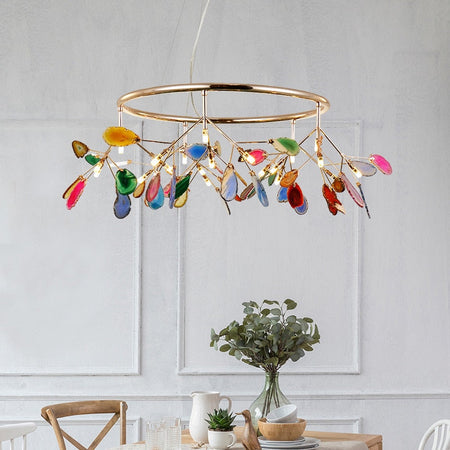 Chandelier Modern Creative G4 Colorful Agate Firefly Pendant Light