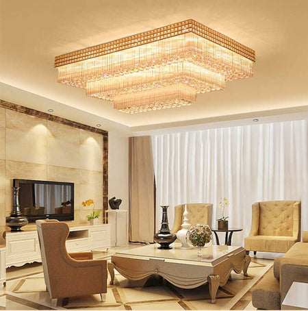 Light Luxury LED Cake Ceiling Light Round Rectangular Multilayer  Ceiling Lights