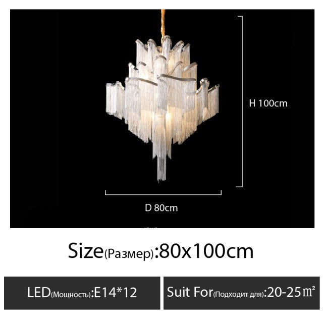 Chandelier LED Post-Modern Tassel//Duplex Building Loft Italian Superior Light 